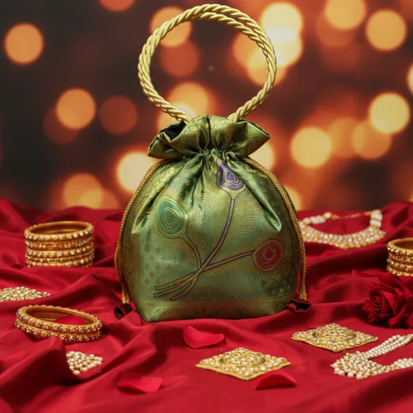 Green_Banarasi_Silk_Brocade_Zari_Potli_Bag_For_Women