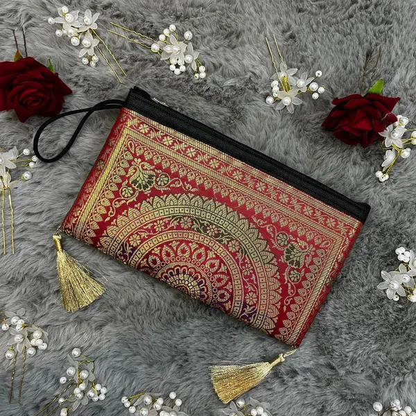 Red_Handcrafted_Banarasi_Trio_Set