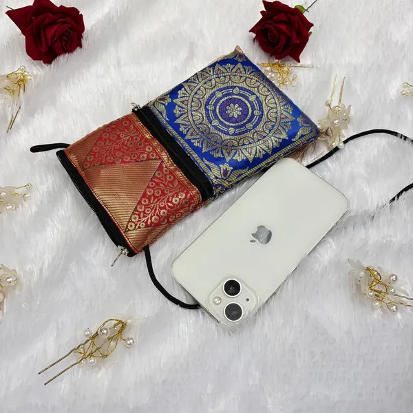 Blue_Exclusive_Banarasi_Silk_Handmade_Mobile_Sling_Bag