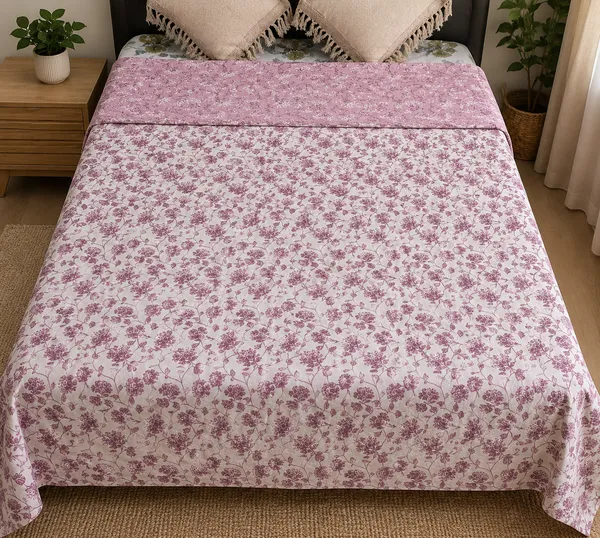 Floral_Pink_Reversible_Ac_Comforters_(_Dohar)-_Single_Bed_Pair