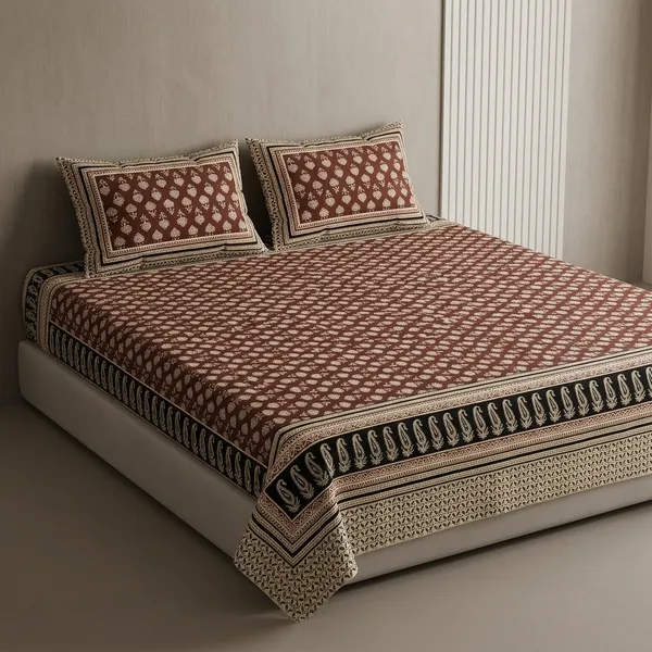Maroon_Cotton_Bagru_Print_King_Size_Bedsheet_With_2_Pillow_Covers