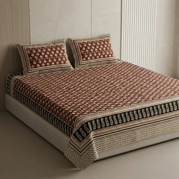 Maroon_Cotton_Bagru_Print_King_Size_Bedsheet_With_2_Pillow_Covers