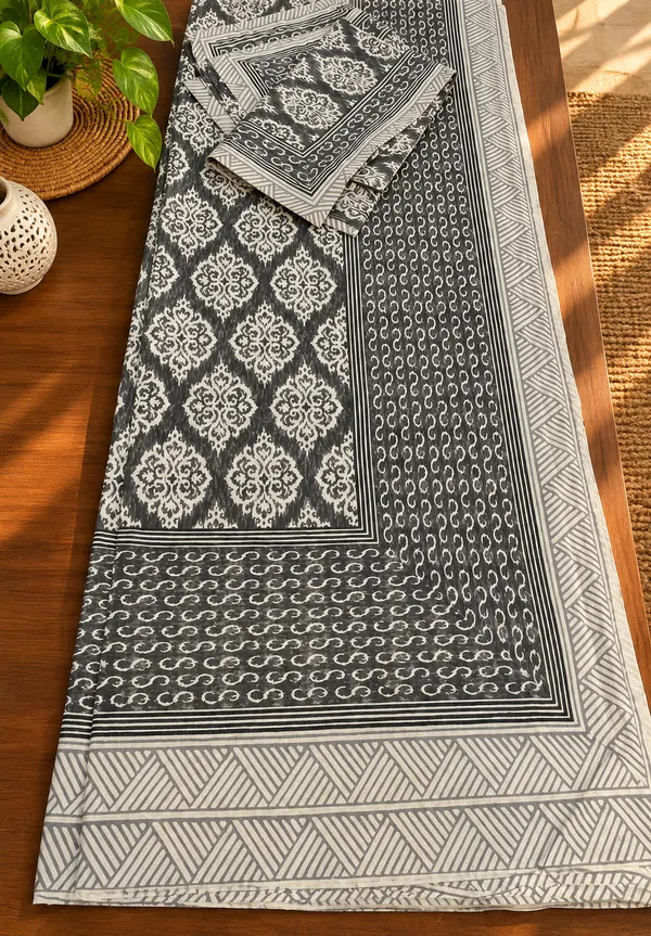 Grey_Ikat_Print_Cotton_Kingsize_Bedsheet_with_2_Pillow_Covers