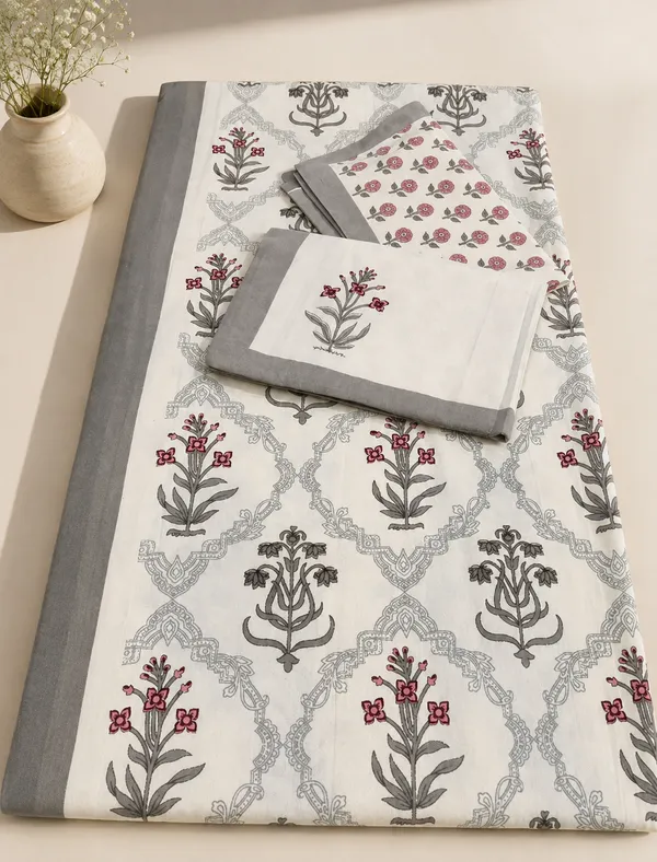 Grey_&_Pink__Cotton__Floral_Print_Kingsize_Bedsheet_with_2_Pillow_covers.