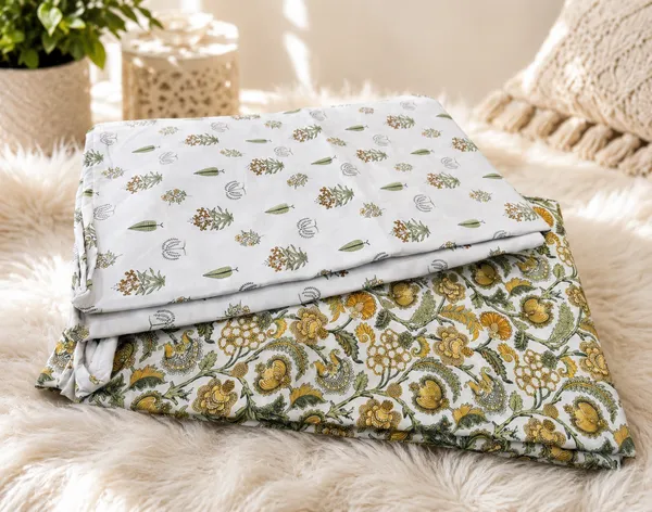 White_&_Green_Reversible_Ac_Comforter_(_Dohar)-Single_Bed_Pair
