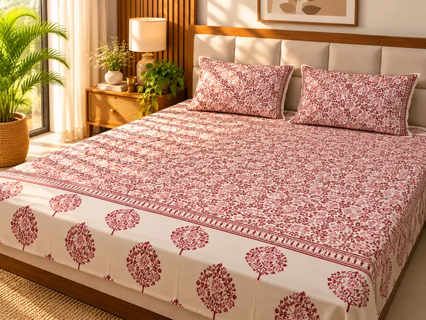 Pink_Cotton_Floral_Kingsize_Bedsheet_with_2_pillow_covers