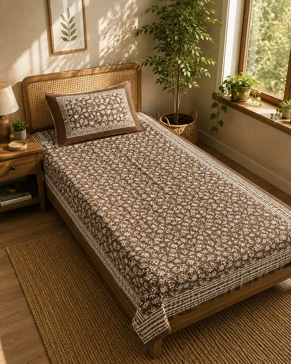 Rajasthani_Brown_Bagru_Bedseet_with_Booties