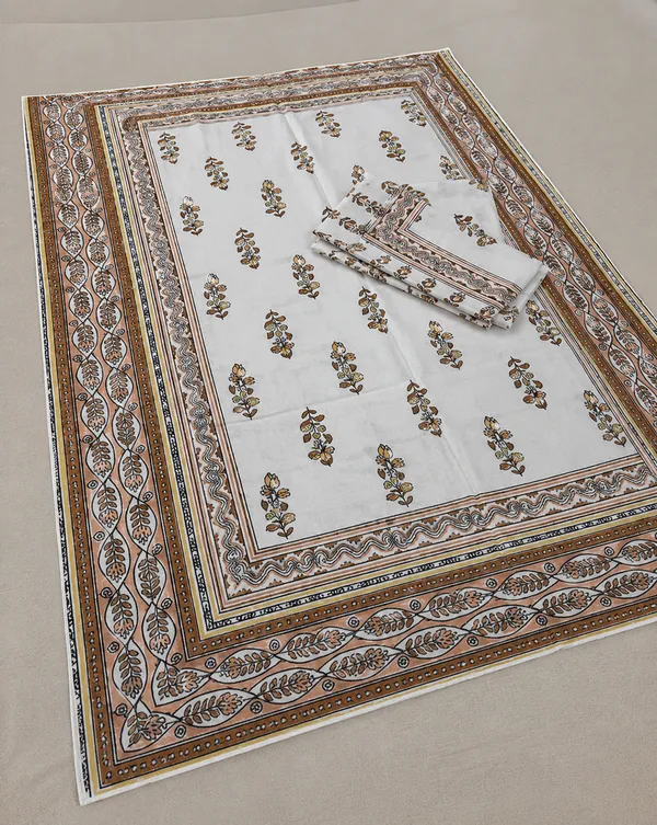 Rajasthani_Peach_Floral_Single_Bedsheet