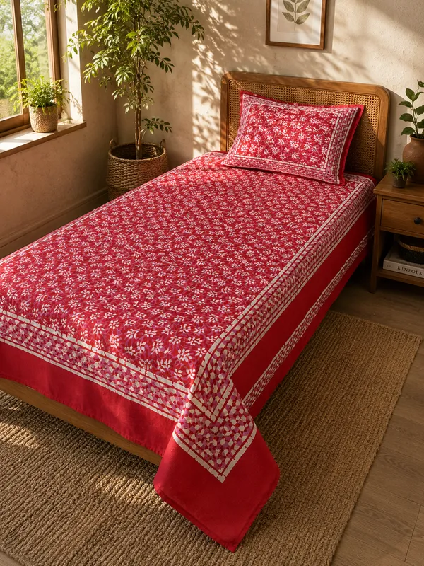 Rajasthani_Red_Bagru_Bedseet_with_Booties