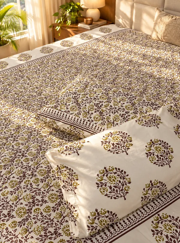 Wine_Cotton_Floral_Print_Kingsize_bedsheet_with_2_Pillow_cover