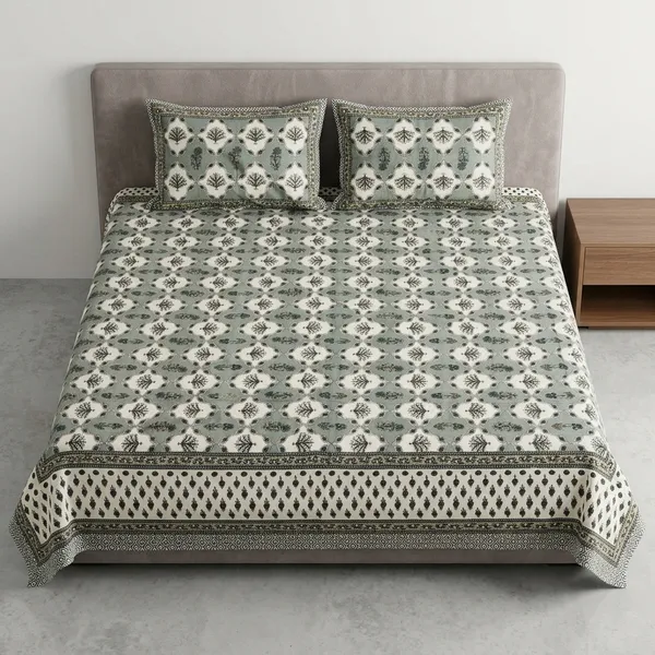 White_And_Grey_Block_Print_Cotton_King_Size_Bedsheet_With_Pillow_Covers