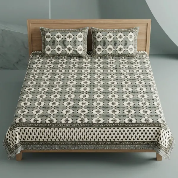 White_And_Grey_Block_Print_Cotton_King_Size_Bedsheet_With_Pillow_Covers