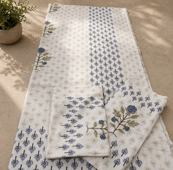 White_&_Blue_Jaipuri_Block_Print_Cotton_King_Size_Bedsheet_With_Pillow_Covers