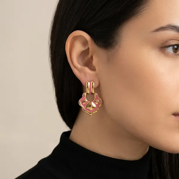 Gold_And_Pink_Stainless_Steel_Premium_And_Elegant_Drop_Earrings_For_Women