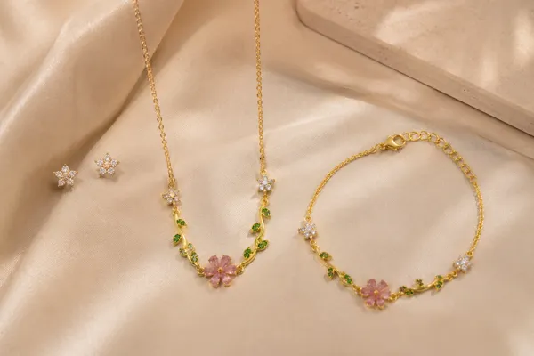 Pink_Stainless_Steel_Premium_And_Elegant_Necklace_Set_For_Women