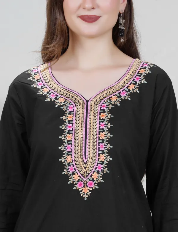 Black_Elegant_Design_Cotton_Suit_Set_For_Women
