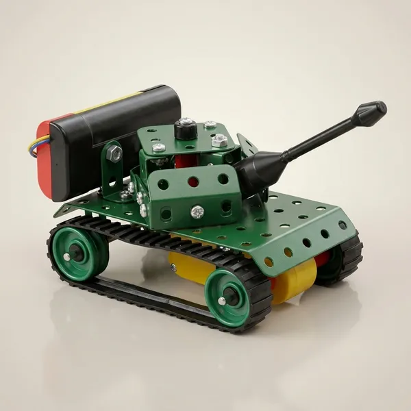 Green_Metal_Construction_Tank_Model_Kit_With_Treads_And_Turret