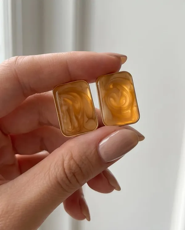 Premium_Gold-Tone_Rectangular_Stud_Earrings_with_Marble_Texture_Design