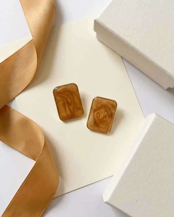 Premium_Gold-Tone_Rectangular_Stud_Earrings_with_Marble_Texture_Design