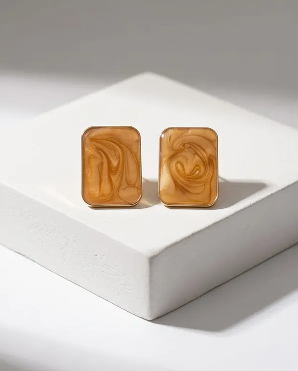 Premium_Gold-Tone_Rectangular_Stud_Earrings_with_Marble_Texture_Design