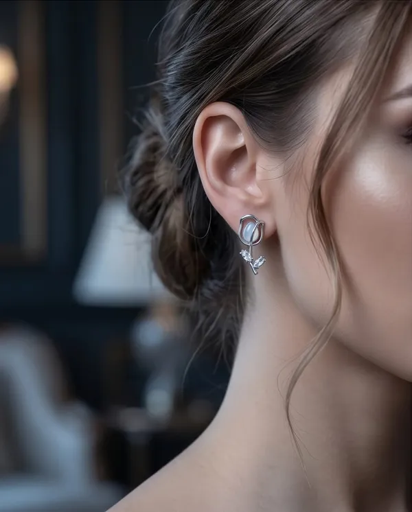 Silver_Tulip_Shaped_Clip_On_Earrings_For_Women