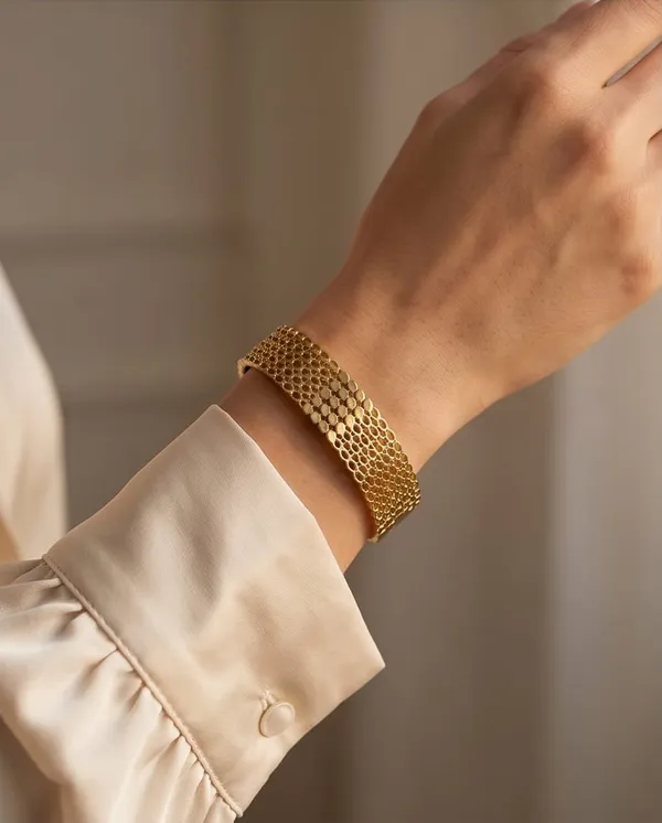 Gold_Honeycomb_Textured_Cuff_Bracelet