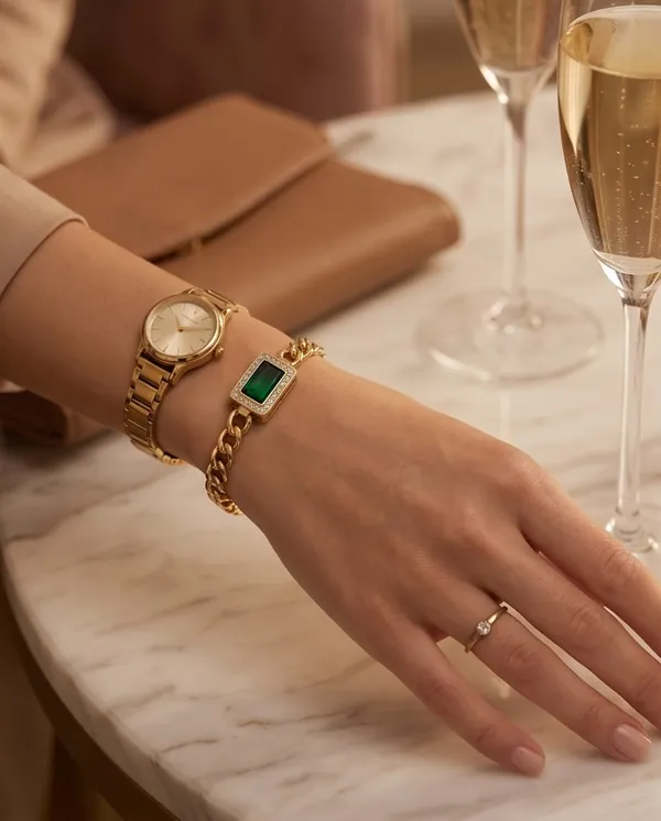 Gold_Plated_Emerald_Green_Crystal_Chain_Bracelet_For_Women