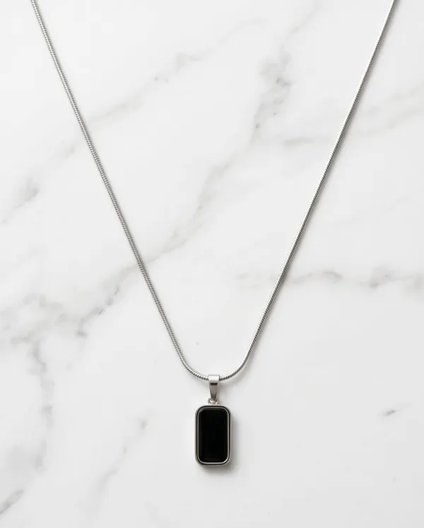 Stainless_Steel_Rectangular_Black_Stone_Memorial_Pendant_Necklace