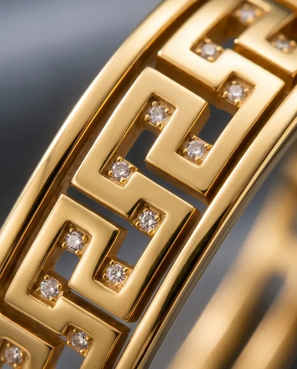 Gold_Toned_Greek_Key_Pattern_Bangle_With_Crystal_Accents