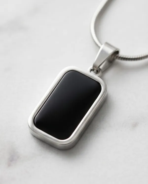 Stainless_Steel_Rectangular_Black_Stone_Memorial_Pendant_Necklace