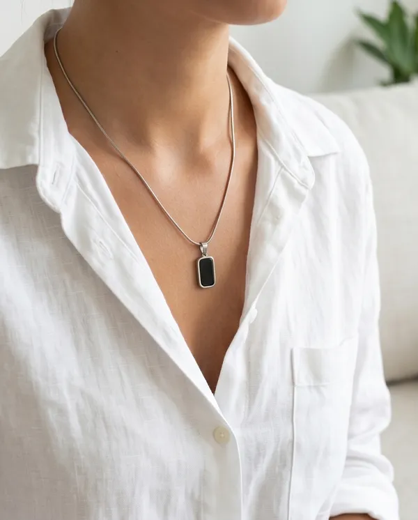 Stainless_Steel_Rectangular_Black_Stone_Memorial_Pendant_Necklace
