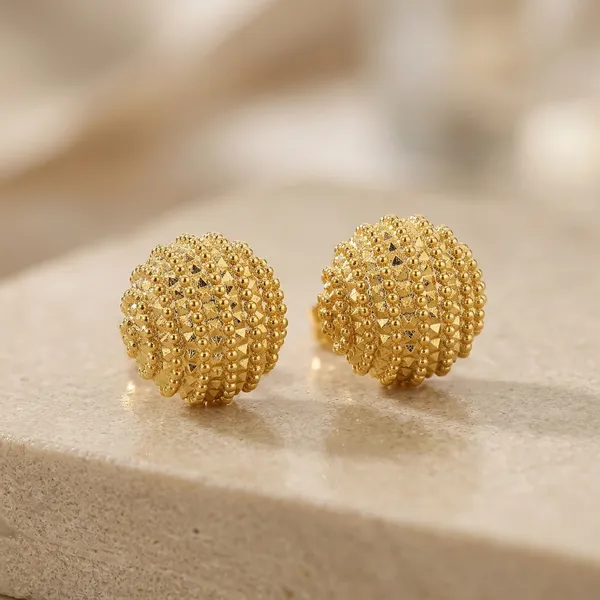 Gold_Plated_Round_Beaded_Stud_Earrings_For_Women