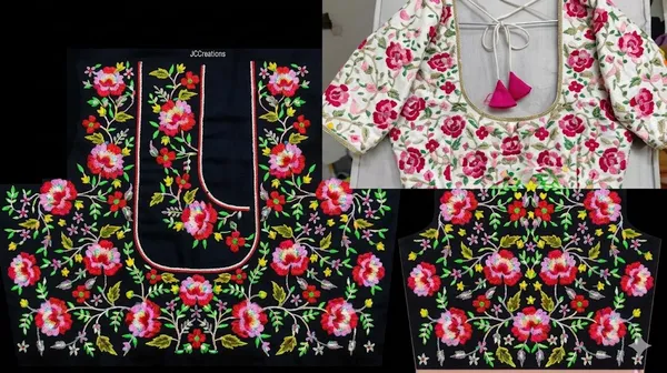 Floral_Embroidered_Pattu_Fabric_unstitched_Blouse_For_Women