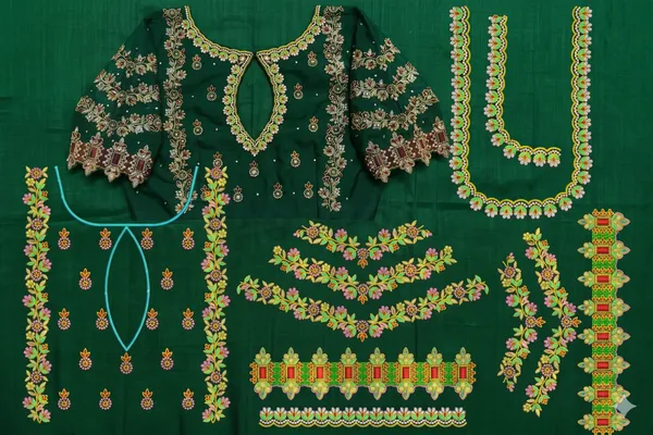 Green_Traditional_Embellished_Bridal_embroidered_unstitched_Blouse_For_Women