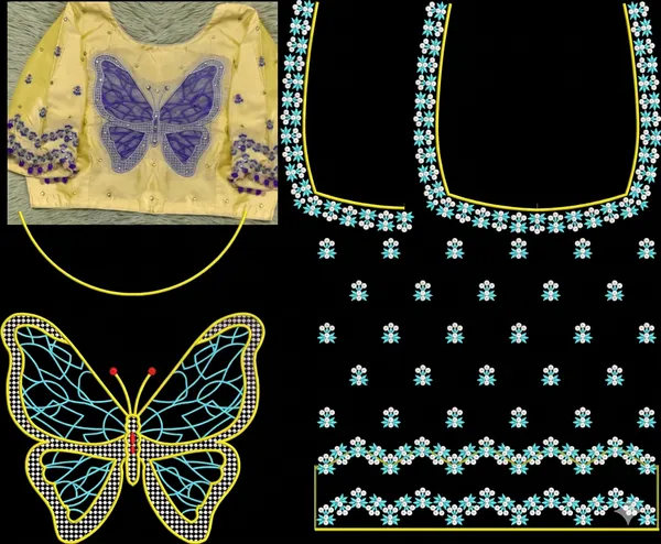 Yellow_Embroidered_Butterfly_Blouse_Piece_unstitched