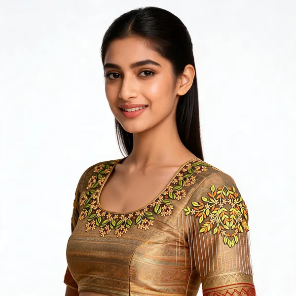 Golden_Floral_Embroidery_Design_Pattern_Blouse_For_Women