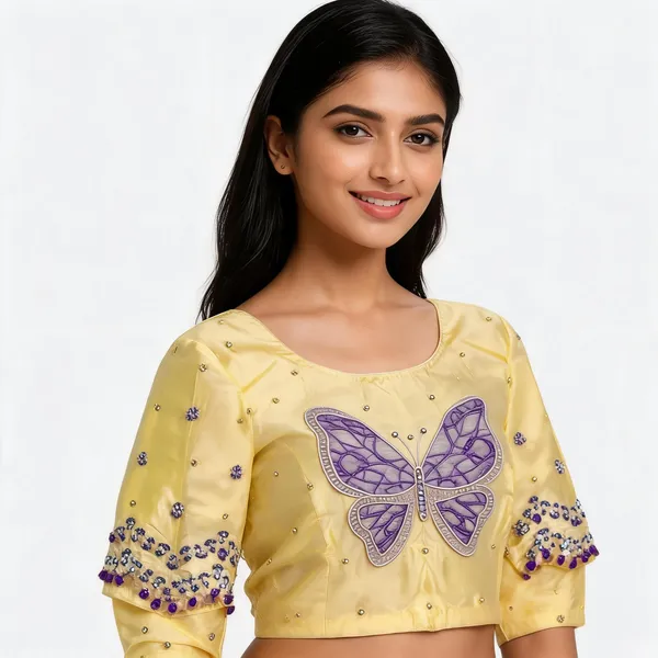 Yellow_Embroidered_Butterfly_Blouse_Piece_unstitched