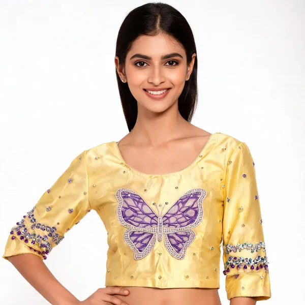Yellow_Embroidered_Butterfly_Blouse_Piece_unstitched
