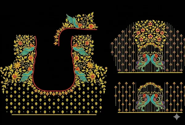 Multicolor_Embroidered_Peacock_Design_unstitched_Blouse_