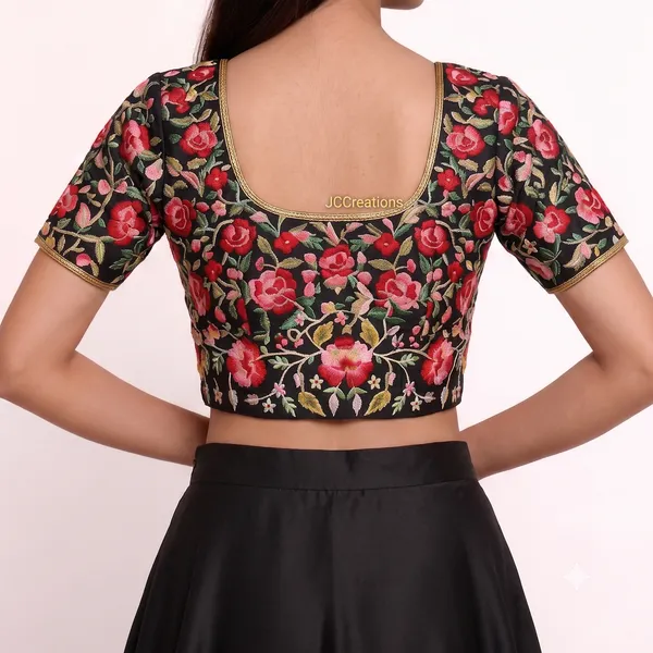 Floral_Embroidered_Pattu_Fabric_unstitched_Blouse_For_Women