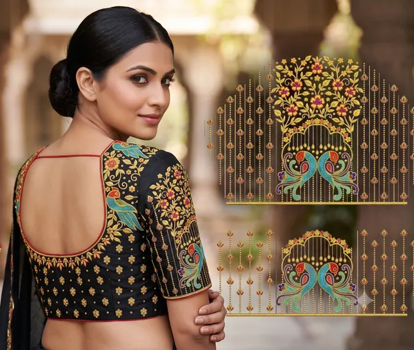 Multicolor_Embroidered_Peacock_Design_unstitched_Blouse_