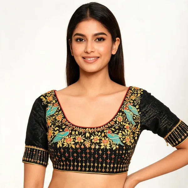 Multicolor_Embroidered_Peacock_Design_unstitched_Blouse_