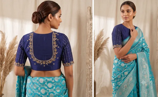 Blue_Embroidered_Unstitched_Blouse_For_Women