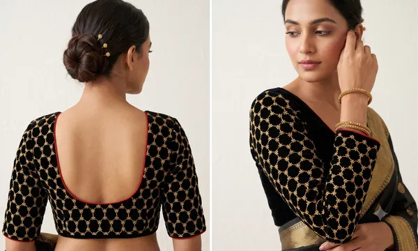 Golden_Decorative_Led_String_Lights_unstitched_Blouse_For_Festive_Occasions