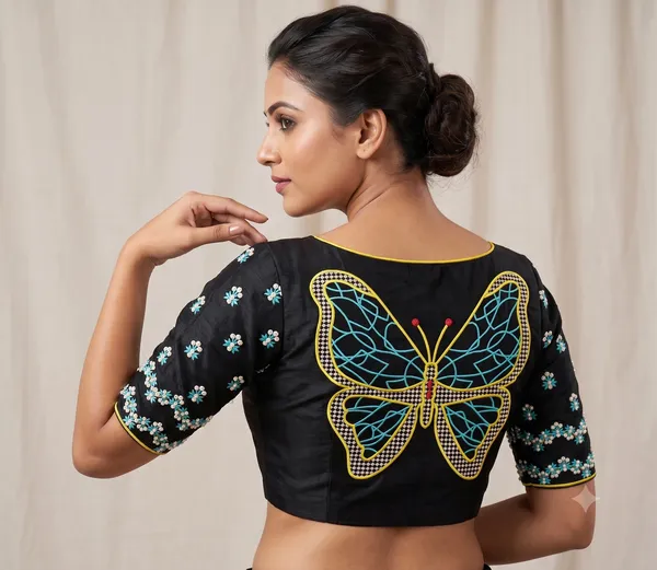 Yellow_Embroidered_Butterfly_Blouse_Piece_unstitched