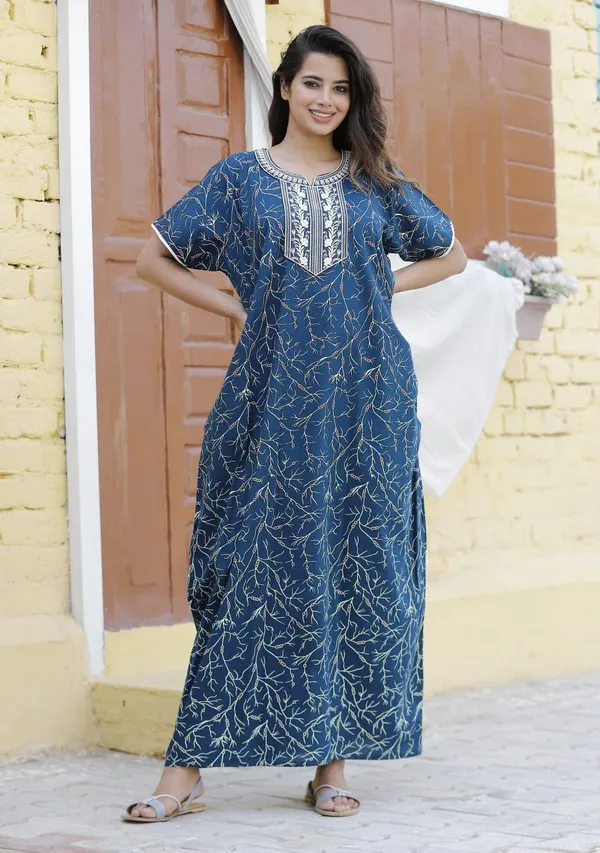 Mik_&_Misha_Womens_Cotton_Block_Print_Maxi_Nighty