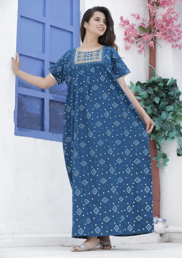Mik_&_Misha_Womens_Cotton_Block_Print_Maxi_Nightgown