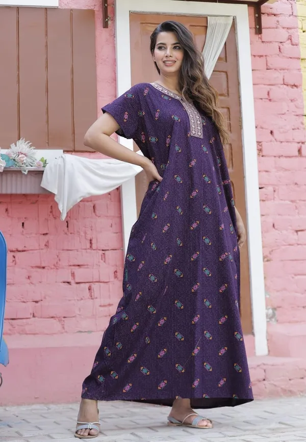 Mik_&_Misha_Womens_Cotton_Block_Print_Maxi_Nighty