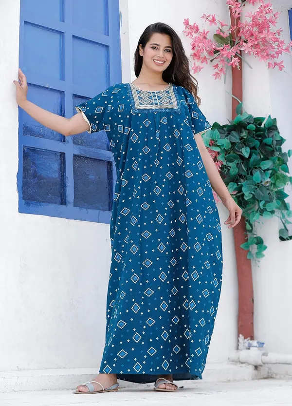 Mik_&_Misha_Womens_Cotton_Block_Print_Maxi_Nighty