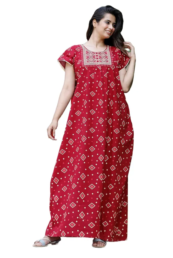 Mik_&_Misha_Womens_Cotton_Block_Print_Maxi_Nighty